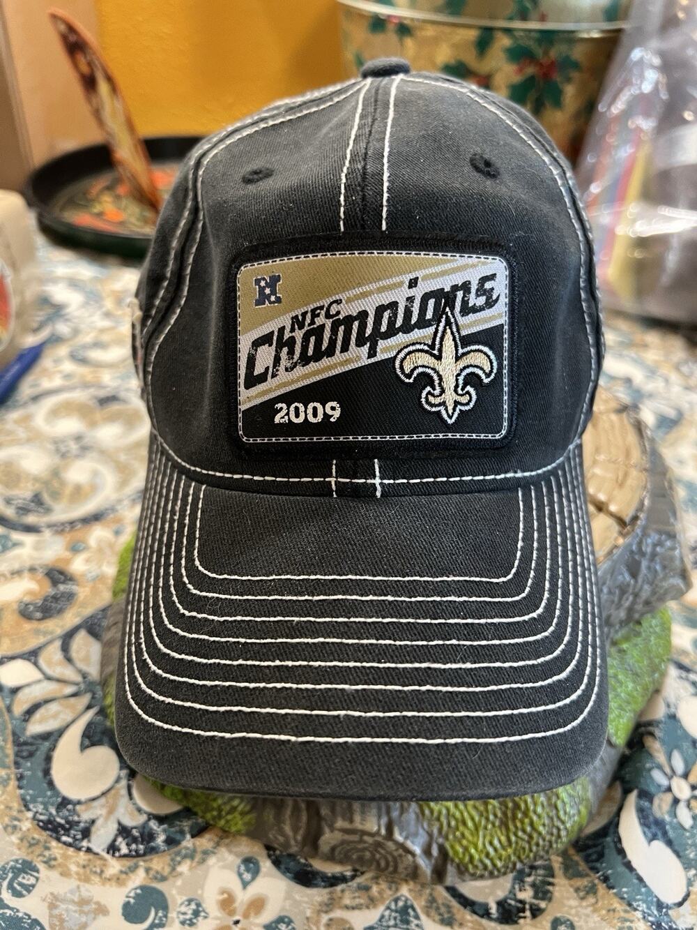 NFC Champions 2009 New Orleans Saints Hat Cap Fitted Adult OS Black Cotton Blend